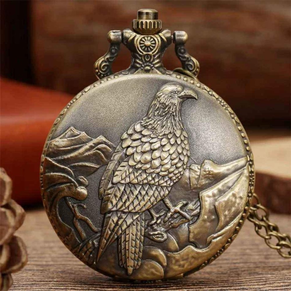 Eagle Pocket Watch NEW American Bald Eagle Gift USA Patriotic - Picture 1 of 4